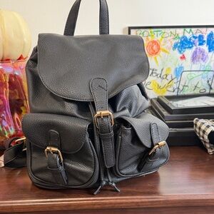 Black Leather Backpack